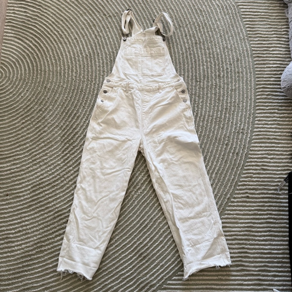 Abercrombie Cropped Wide Leg Denim Overalls
